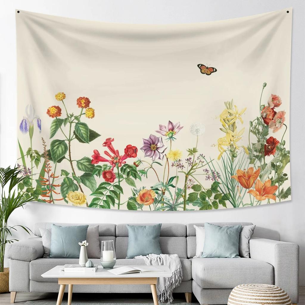 Home Wall Decoration Tapestry Colorful Wildflower Plant Background Hanging Cloth Office Living Room Tapestry