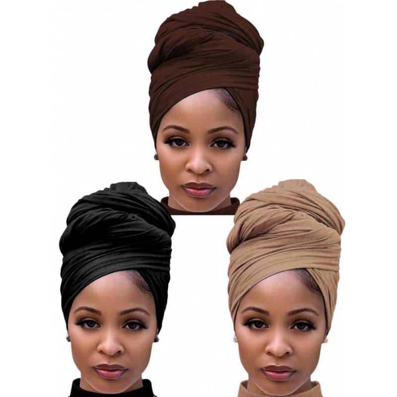 1 Piece Stretch Head Wrap Scarf Stretchy Turban Long Hair Scarf Wrap Solid Color Soft Head Band Tie For Women Headband Soft Hijab For Abaya