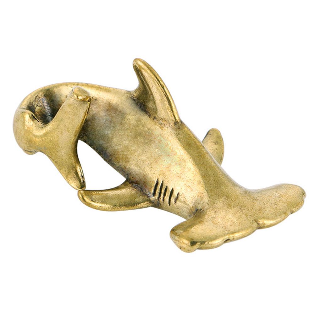 Messing Shark Ornament Figurine Tabletop Kupfer Handwerk Decor Mini Skulptur Statue Büro
