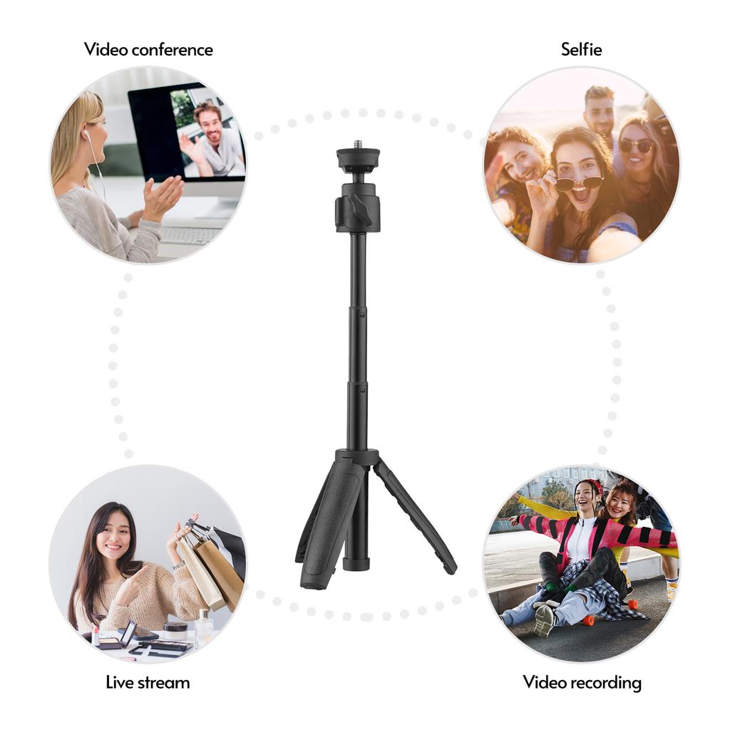 Lightweight Portable Mini Tripod Extendable Tripod Stand Handle Grip with 4 Levels of Adjustable Height for Phone