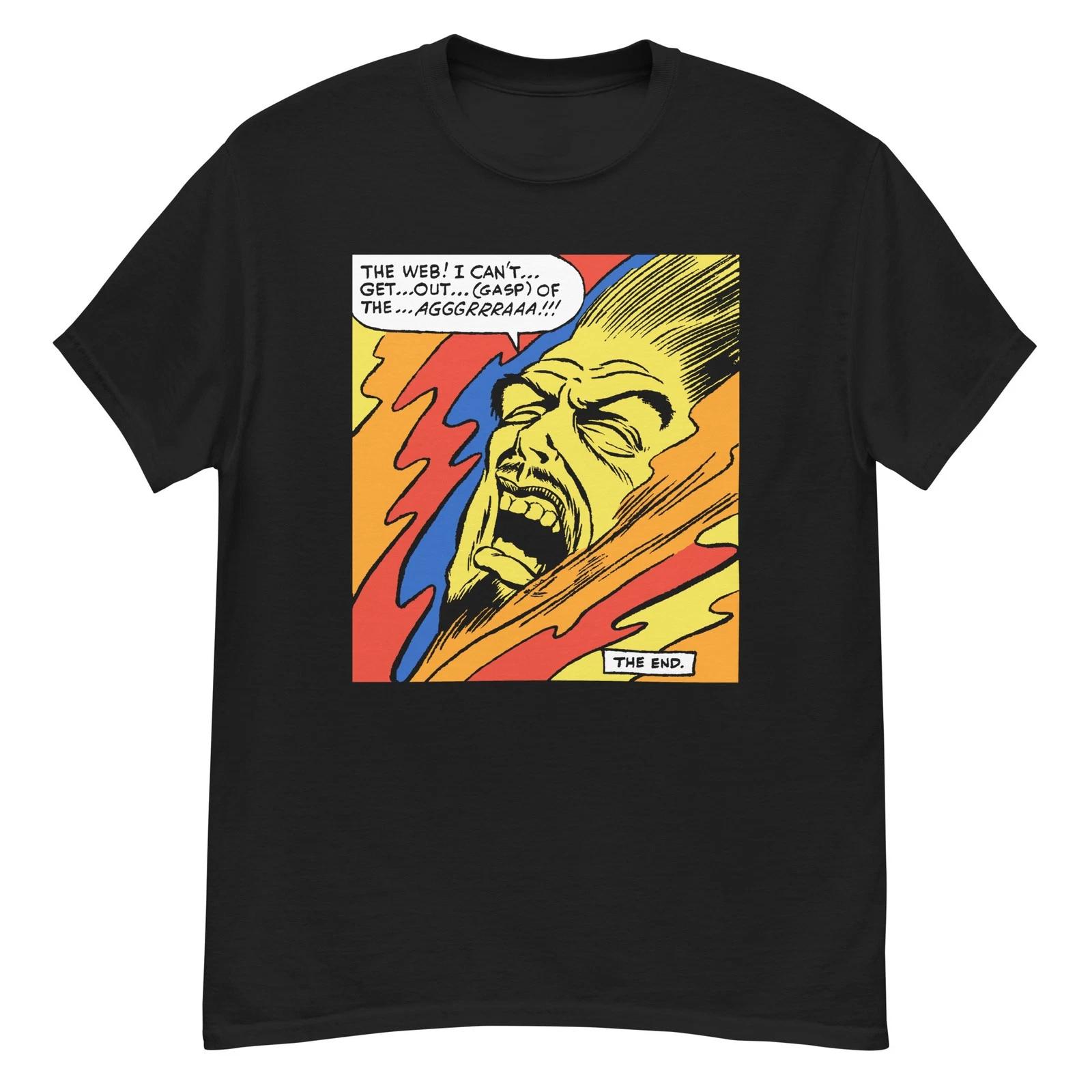 Funny vintage comic panel “The web! I can’t get out” t-shirt L