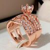 Full Of Diamonds, Eight Hearts And Eight Arrows, Zircon Ring, Banquet Party Engagement Ring.
