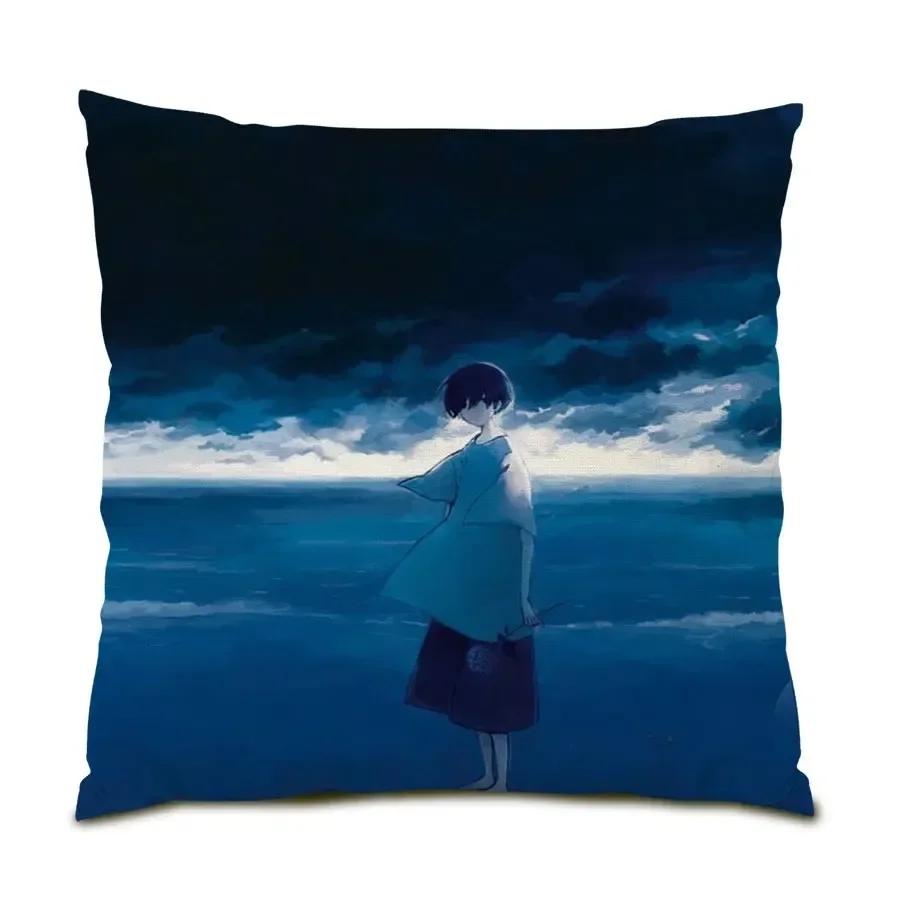 Office Sofa Cushion Cover Simple Illustration Cartoon Scenery Pillow Cover Luxury Home Decoration Cushion Cover