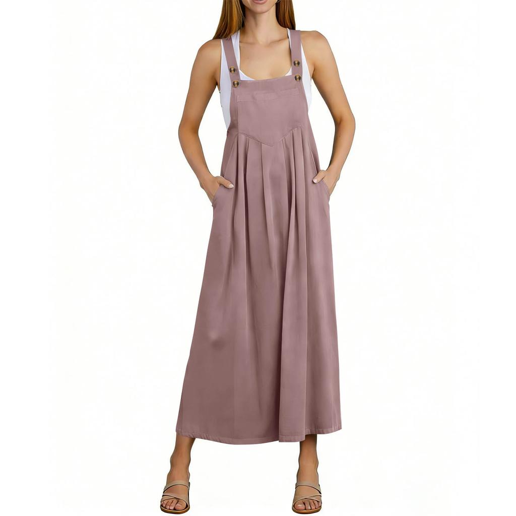 Dames Jurk, Eendelig, Kleur, Casual En Losse Pasvorm, Vintage Met Spaghettibandjes, Gemaakt Van Katoen En Linnen Mix.