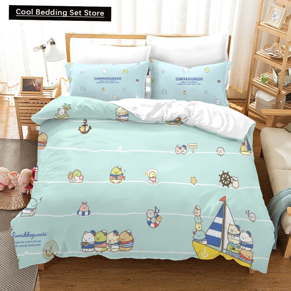 Cartoon Sumikko Gurashi Bedding Set,Duvet Cover Comforter Bed Set Quilt Cover Pillowcase,King Queen Twin Size Boys Girls Adults