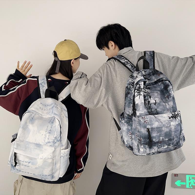 Schoolbag Chinese style schoolbag male new simple high school backpack college student large capacity tie-dye backpack