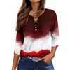 Women's Casual Fashion V-neck Loose Versatile Halloween Print Three-quarter Sleeve Top
