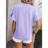 Spring and Summer Solid Color Round Neck Lotus Leaf Sleeve Short Sleeved Women's T-shirts Top