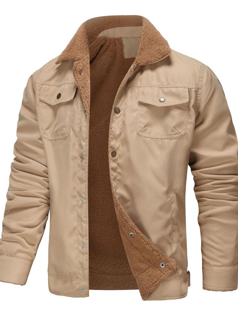 Men's Plus Velvet Autumn-Winter Cotton Workwear Coat - High Quality, European Large Size, Stylish & Handsome