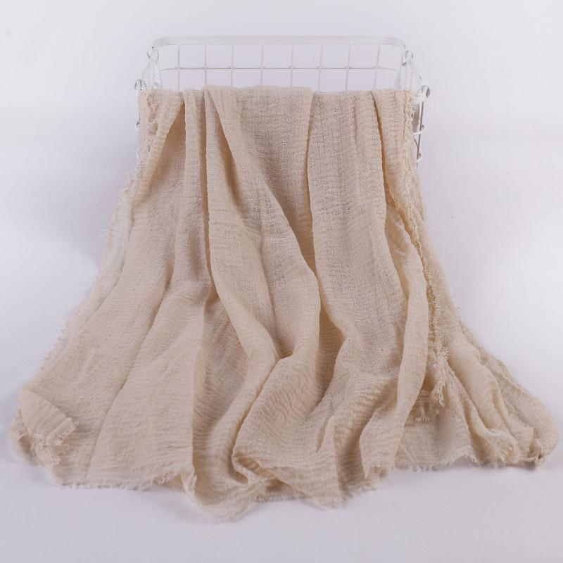 Ramadan Cotton Crinkle Headband Veil Scarves Women Solid Color  Head Wraps Long Scarves Turban Headband Muslim Fashion Headscarf