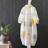 Primavera otoño mujer camisa estampado de moda manga larga dobladillo Irregular Anti sol solapa abrigo largo para uso diario
