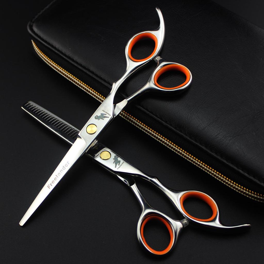 6.0-Inch Shenxinzhe Black Barber Hairdressing Scissors - Straight & Thinning Shears
