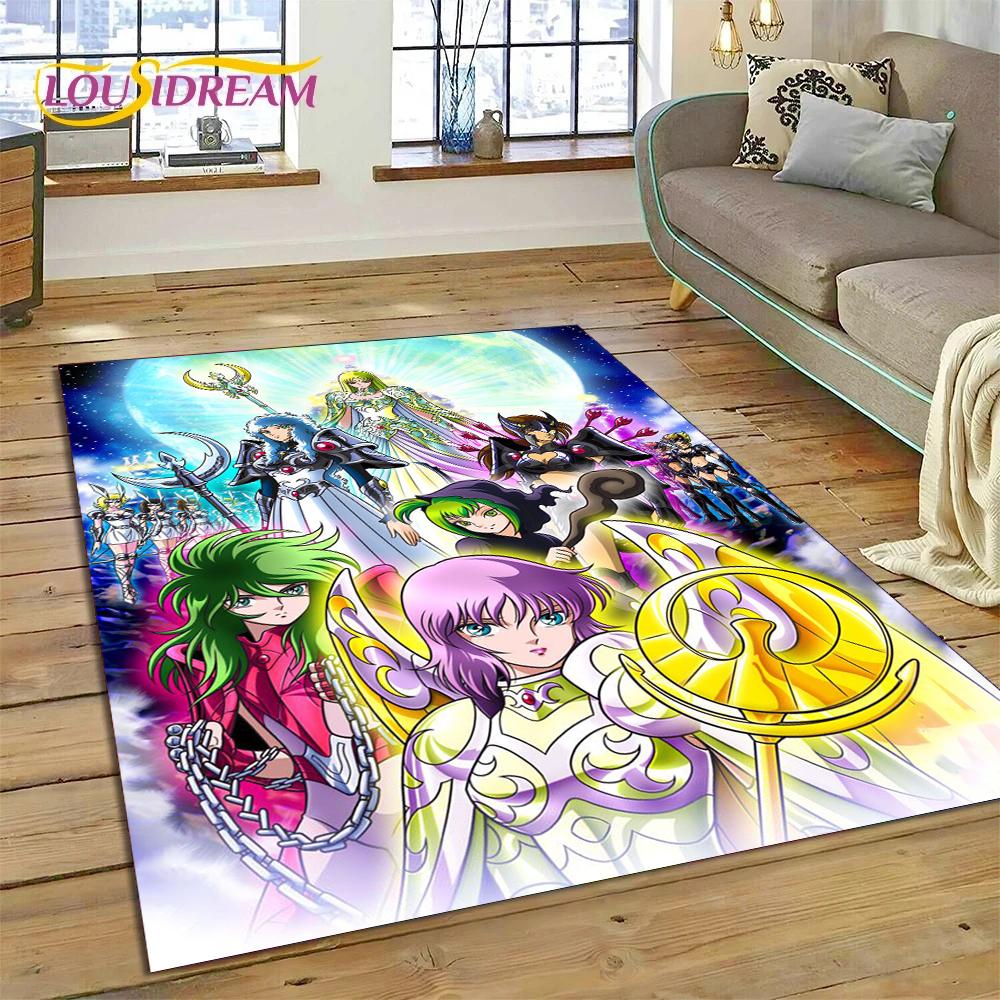 Cartoon Saint Seiya 3D Retro  Anime Rug Carpet for Living Room Bedroom Home Decor,Floor Mat Non-slip for Sofa Doormat Gift Kids