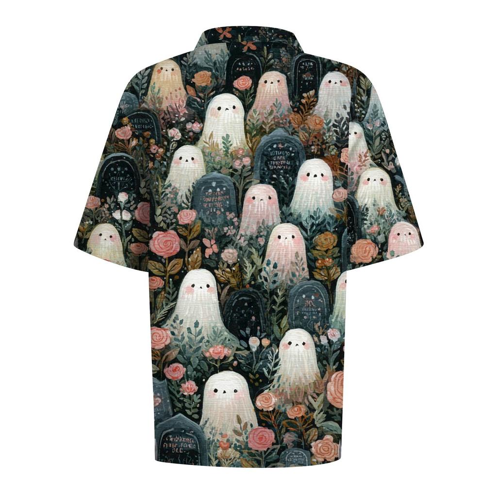 Dammode Casual Lapel kortärmad skjorta med tryckknappar för kvinnor