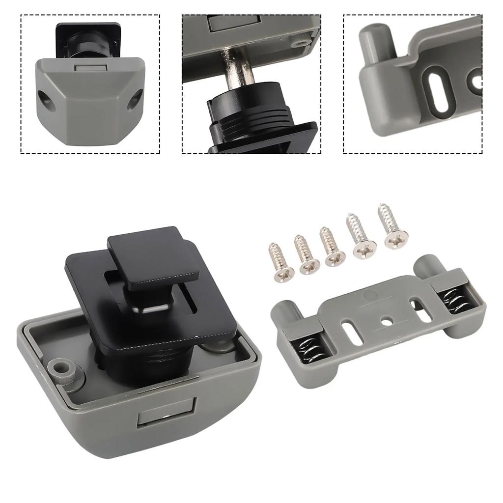 High-Quality Button Catch Lock Caravan Latch Knob Zinc Alloy Chrome Black Motorhome Cabinet Camper Push Button Catch