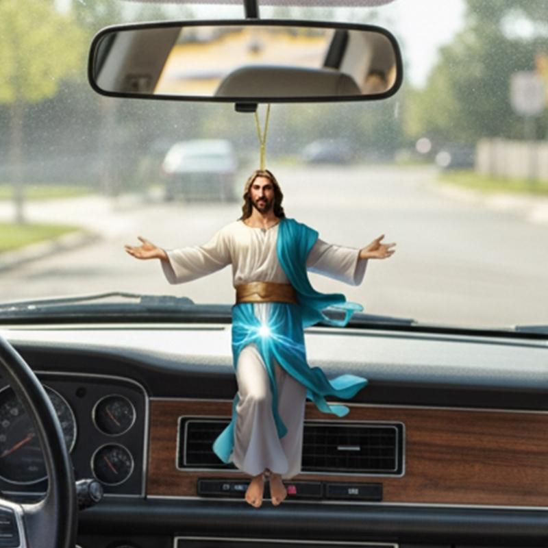 Acrylic Religious Car Decoration With Reverse Design Christian Faith Symbol For Holiday Gifts And Auto Interior