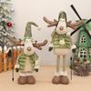 Cross-border Reindeer Plush Toy: Green Fabric Fawn Christmas Ornament for Hotel Window Display