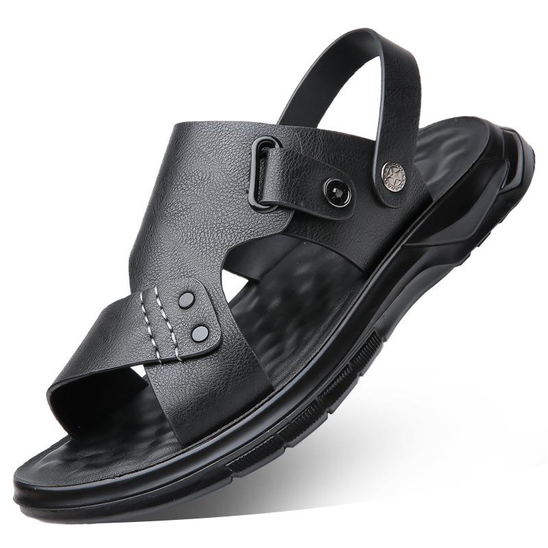 2025 Hot Sale Sandals Men's Summer New Beach Shoes Genuine Leather Sandals Soft Sole Men Sandals Trendy One Shoe and Two Wear
