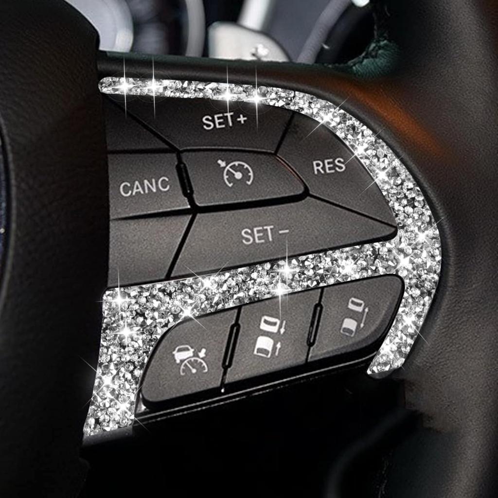 Toworldit Interior Accessories Bling Crystal Rhinestone Steering Wheel Dashboard Decoration Cover Trim Sticker Compatible with Dodge Challenger 2015-