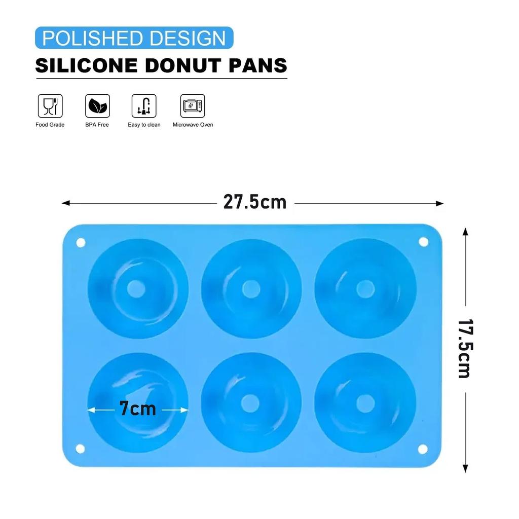 Axroad Mall 6-Compartment Heat-Resistant BPA-Free Silicone Donut Mold Set - 3 Colors, 27.5 x 17.5 x 3 cm, for Donuts, Cakes, Cookies, Muffins