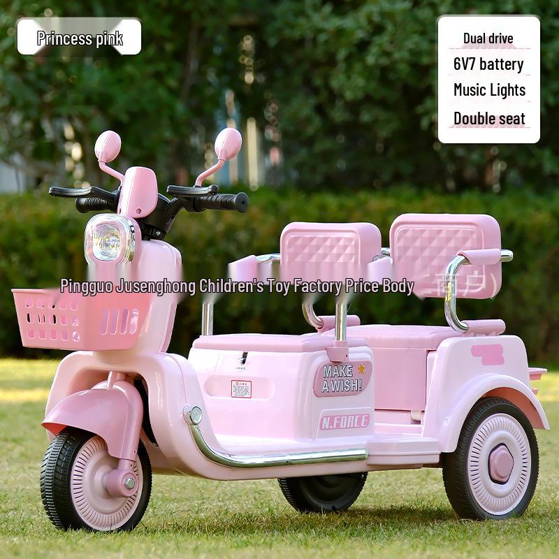 Double Electric Motorcycle for Kids - Battery-Powered Ride-On Toy