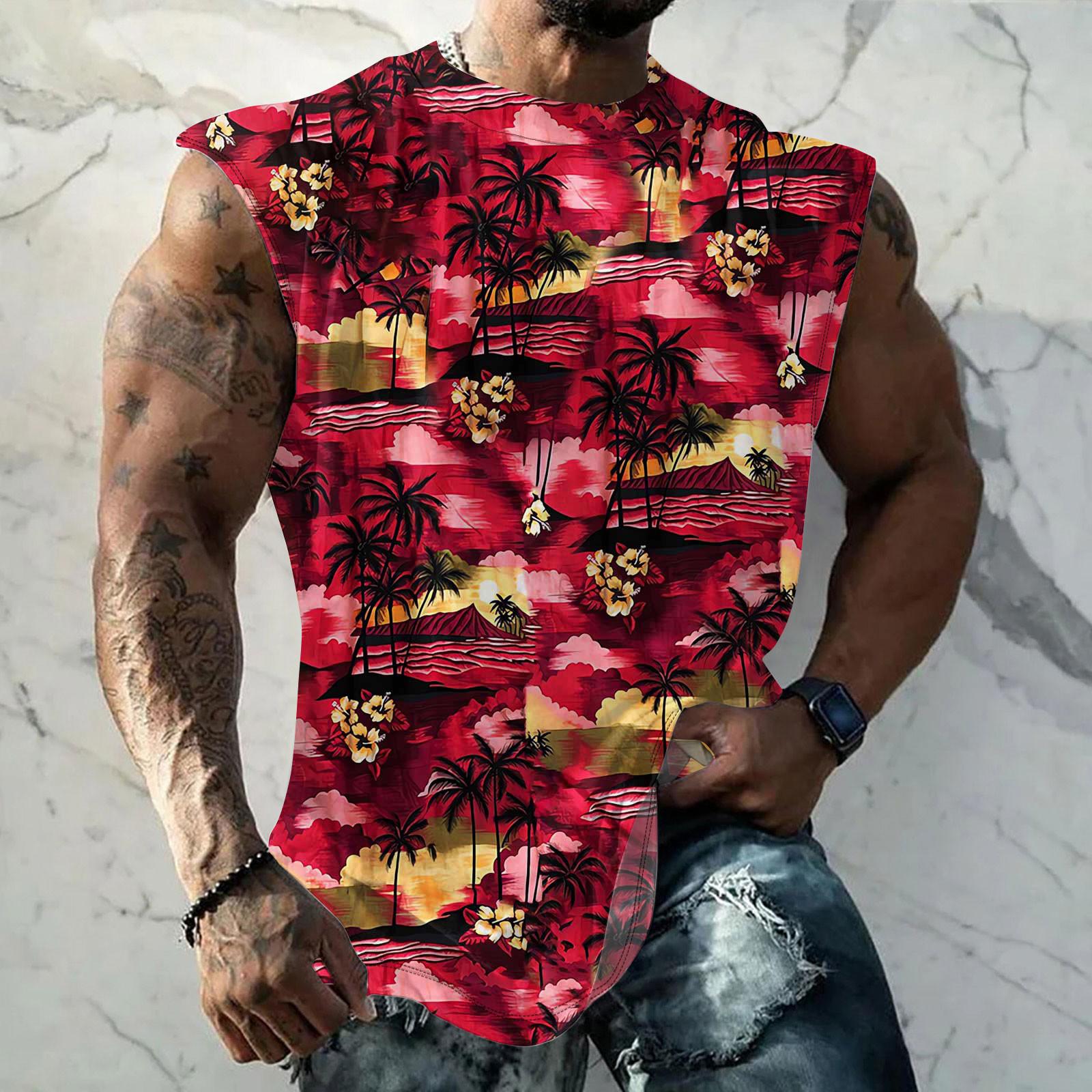 

Мужская летняя пляжная майка для серфинга, большой размер, повседневный дышащий топ без рукавов, свободная майка с принтом, мужская рубашка XL