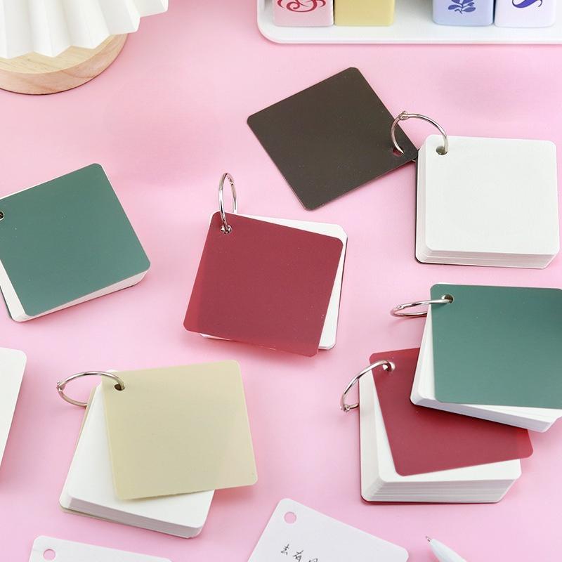 Portable Pocket Memo Pads Blank Study Notepads for Memory Learning Studying Book 80sheets Blank Index Card with Ring Loose Leaf