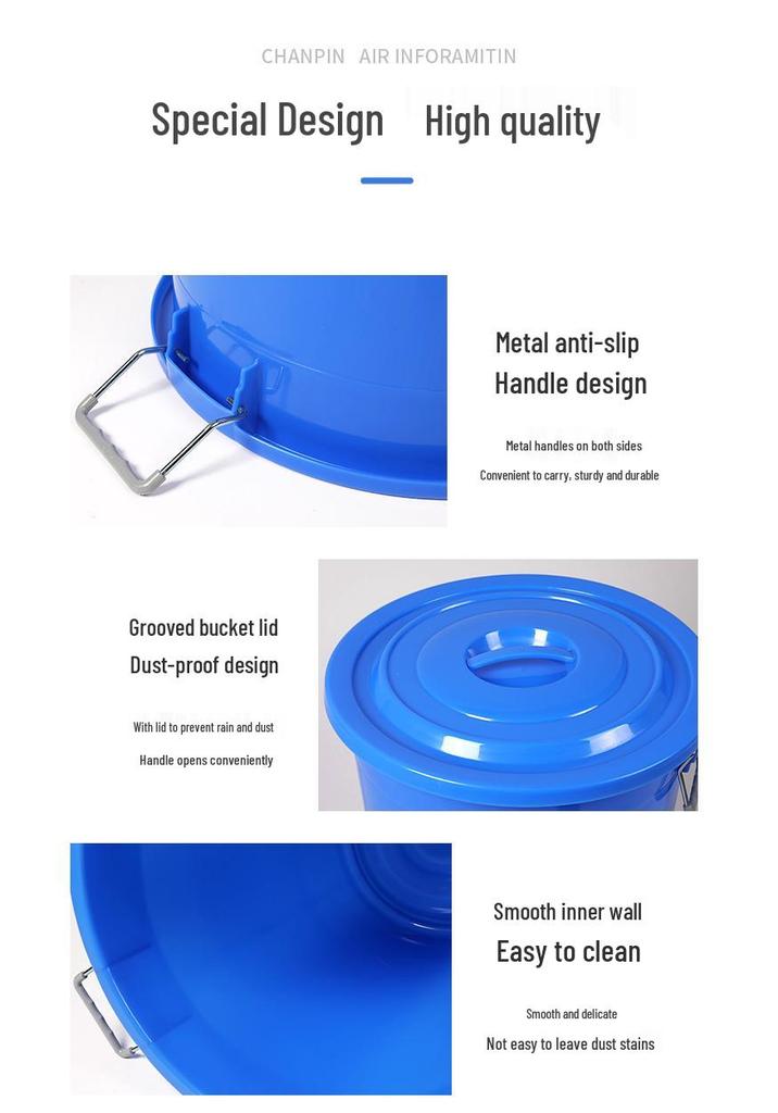 Large Capacity Thick Round Plastic Trash Can for Commercial Kitchens, Catering, Classrooms, Hotels, and Sanitation
