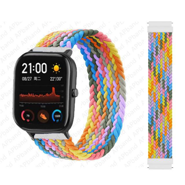 20mm 22mm Uhrenarmbänder für Amazfit GTS/4/3/2/2e/GTS2 Mini/GTR 4/3 pro/GTR2/2e/2 Geflochtenes Solo-Loop-Armband Amazfit bip 6 5 Band