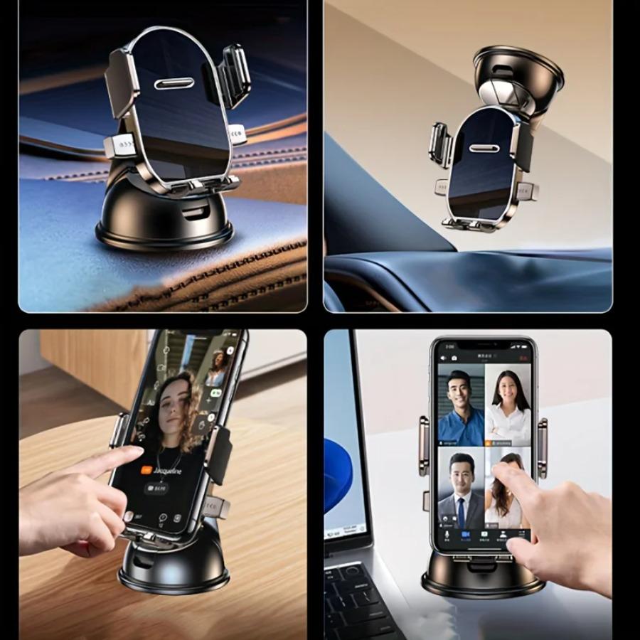 360° Mini Suction Car Mount with Extra Pad – Adjustable Holder for iPhone 14-17, Ultra Compact Dashboard Stand