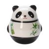 Japanese Ceramic Panda Doll Crafts Panda Tumbler Toy Lucky Charm Fortune Ornament Landscape Home Office Desk Decor