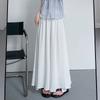 Half-length culottes women's new spring and autumn high-waisted thin and drape word pleated skirt loose casual wide-leg pants skirt