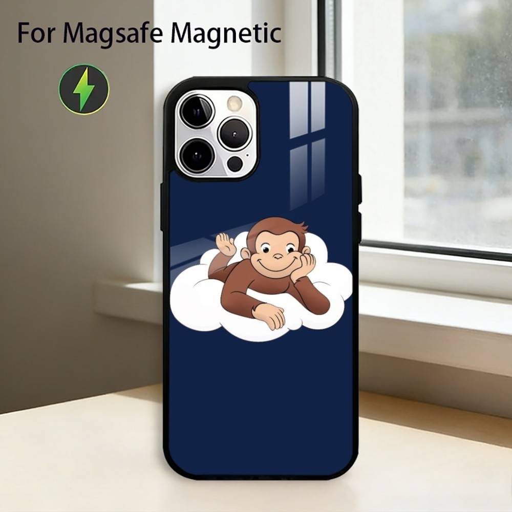 Curious G-George M-Monkey Phone Case For iPhone17,16,15,14,13,12,11 Plus,Pro Magnetic with Magsafe Wireless Charging