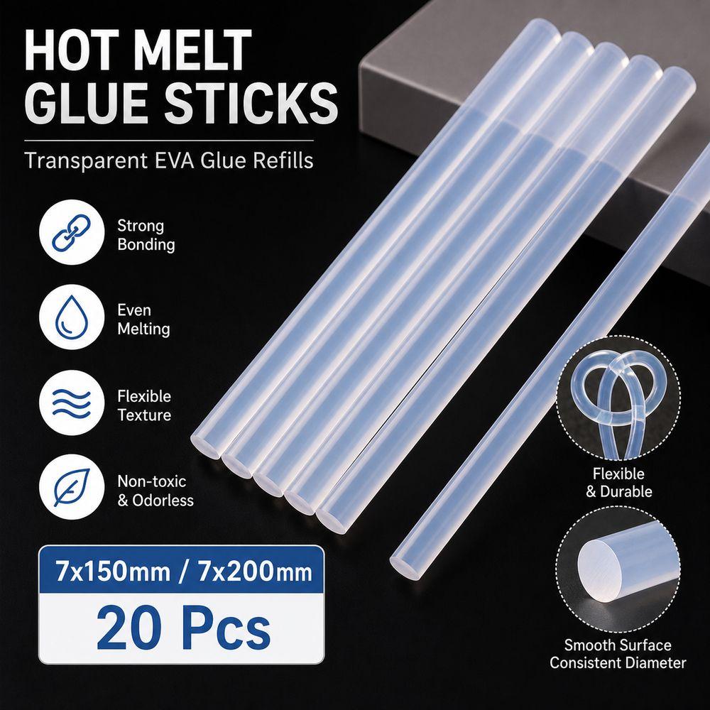 20Pcs Strong Adhesion Hot Melt Glue Sticks Transparent Adhesive Glue Rods  Home Repair
