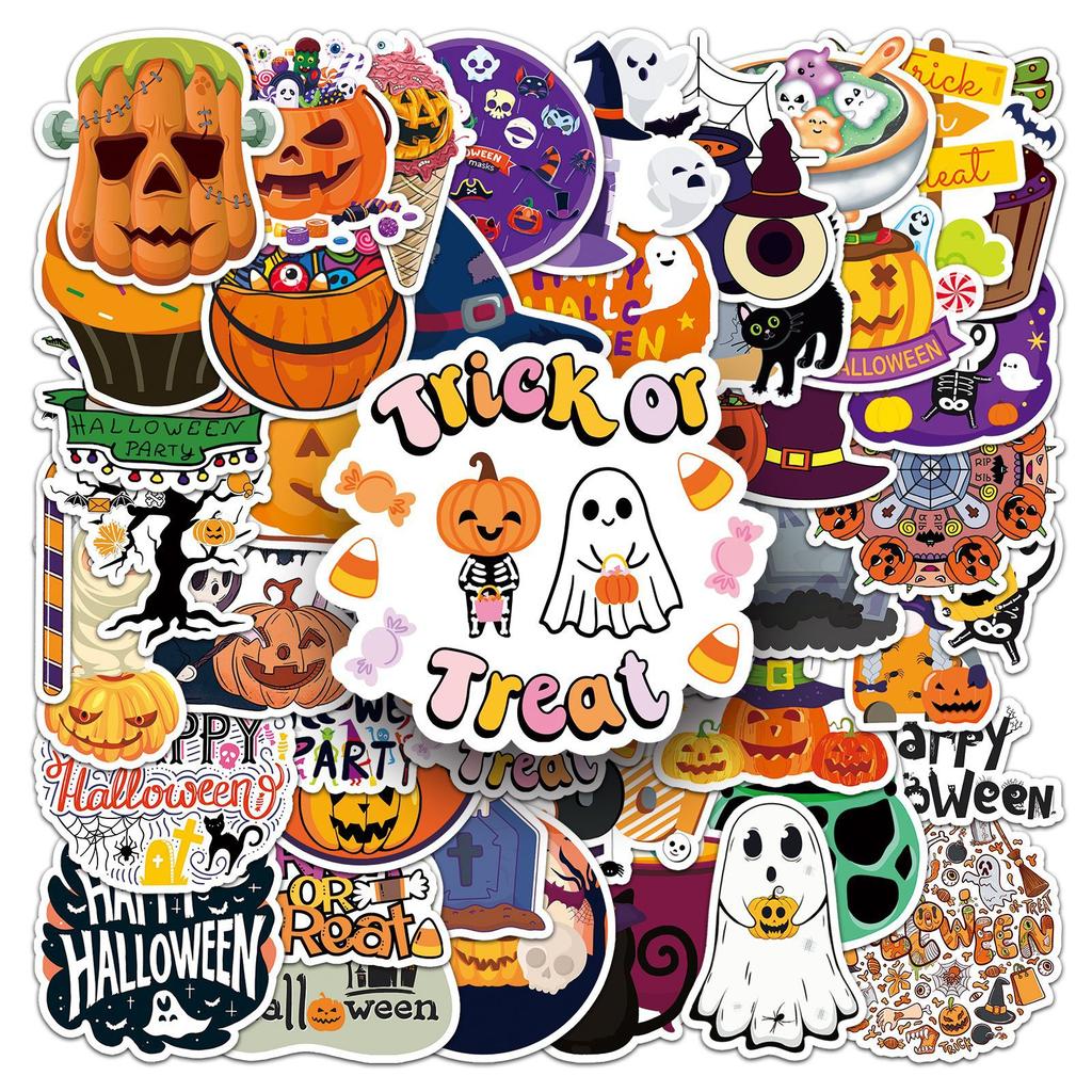 Halloween Stickers 50 Pcs Decals for Tumblers Laptops Phones - Trick or DIY Decorations