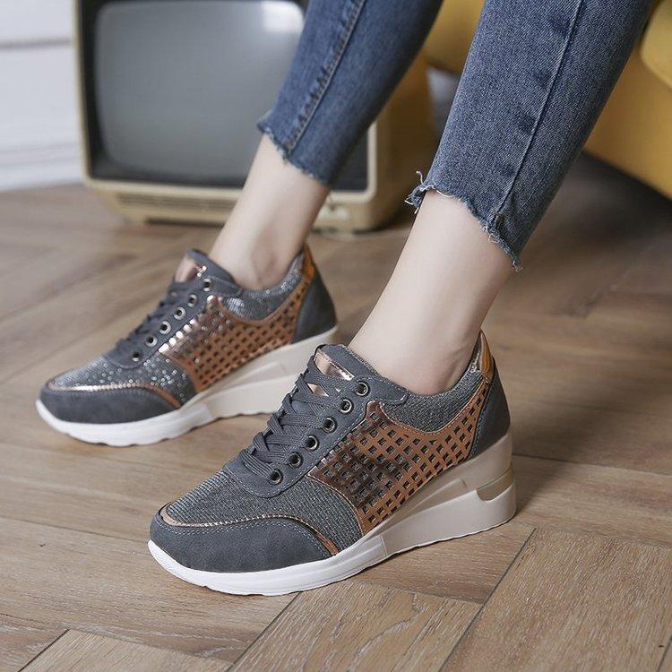 

wish20252025 summer new large size women s round head front lace-up breathable flat heel casual sports shoes 36 чёрный