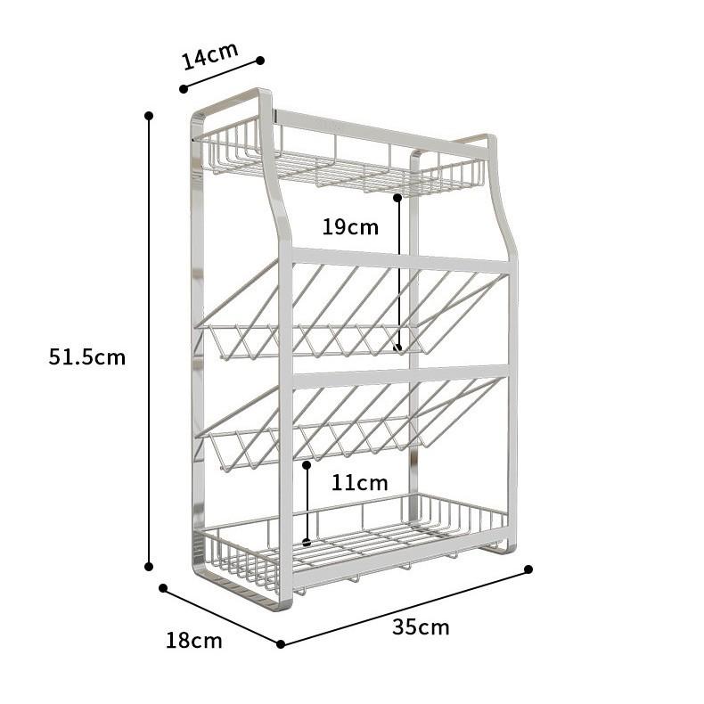 Multifunktionales Küchen-Gewürzregal und Aufbewahrungsorganisator aus Edelstahl 304