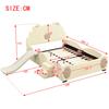 Polsterbett Kinderbett 140x200cm Cartoon Bett LED-Farbwechsellicht Rutsche Leiter Erwachsene Jugend PU-Material Ohne Matratze Beige