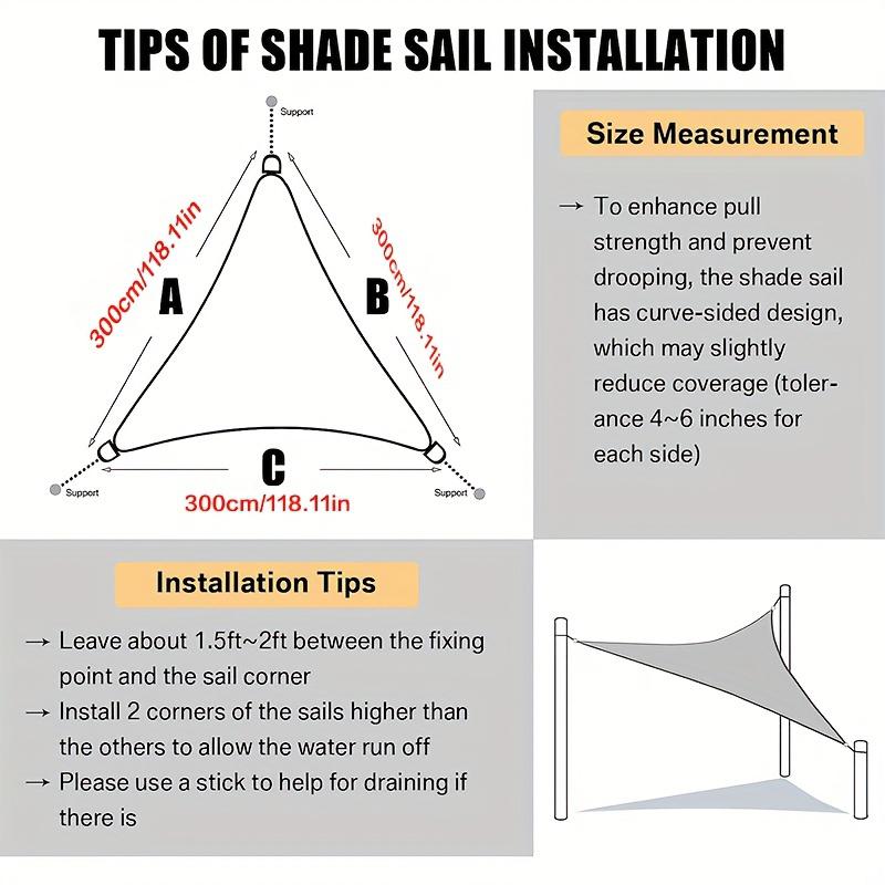1PC Landscape Canopy\t\t Patio Balcony Triangular Canopy Outdoor Sun Protection Folding Silver Coated Awning Shade Sail 3 Meters