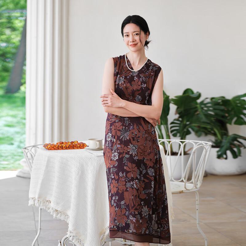Floral Burnout Satin V-Neck Midi Dress XL цветочный