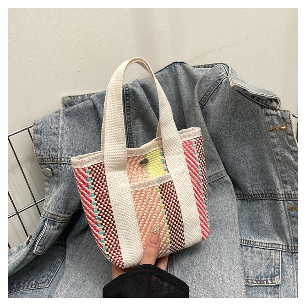 Stripe Straw Bag Large Capacity Tote Bag Portable Lunch Bag  Men