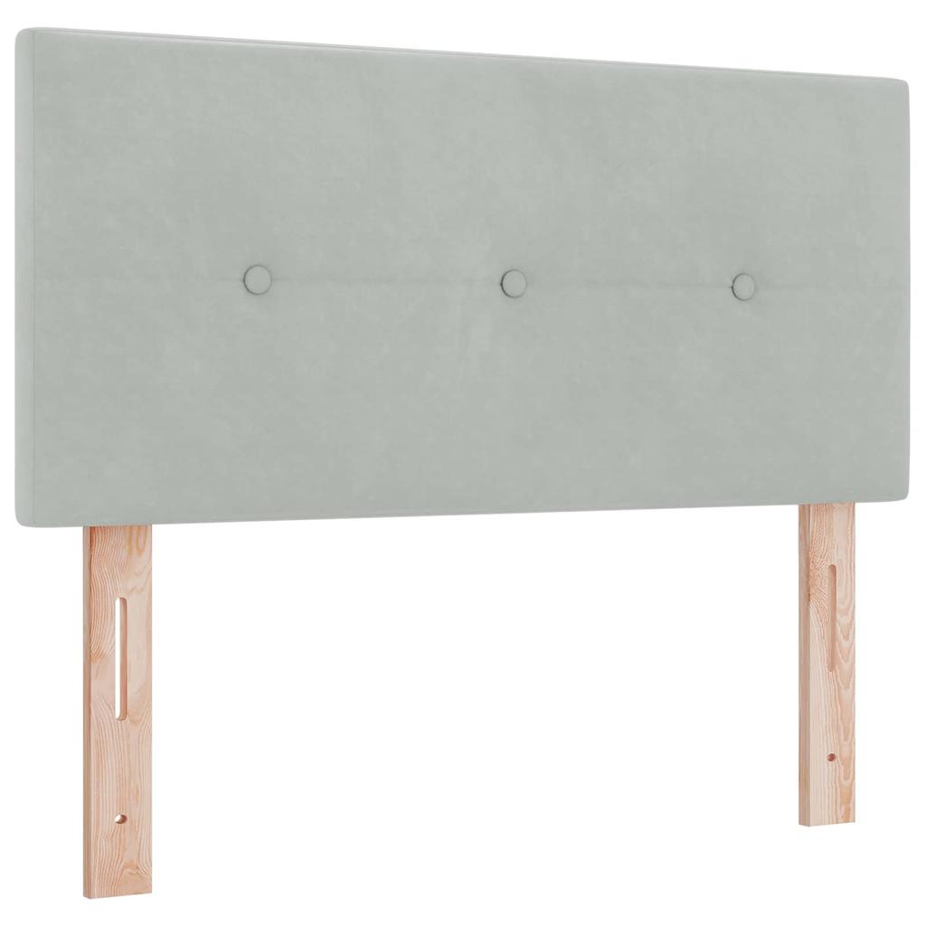 LED Storage Bed with Mattress Light Grey 90 X 200 Cm Velvet