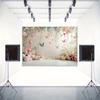 2D Pastel Floral Backdrop, Delicate Hanging Flowers and Colorful Butterflies