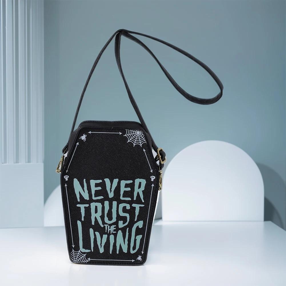 

Gothic Shoulder Bag Women PU Leather Coffin Shape Crossbody Bag Adjustable Strap Clutch Purse for Halloween Cosplay