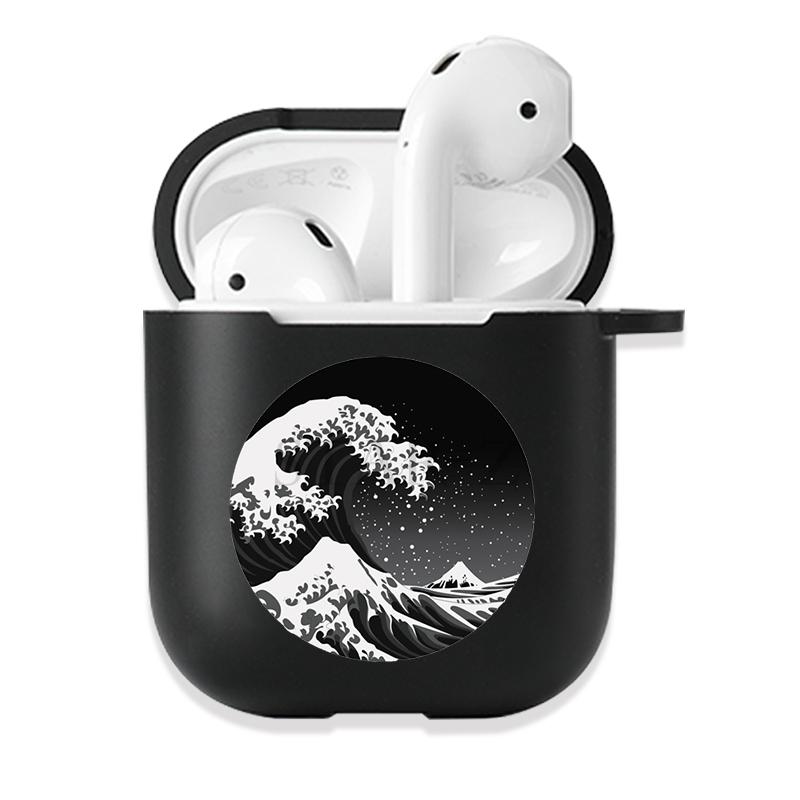Soft Black Silicone Case for Apple Airpods Pro 3 2 1 The Great Wave of Kanagawa Bluetoooth Wireless Earphone Cases Airpod Cover