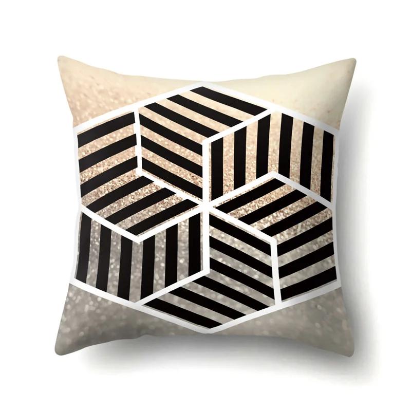 45x45cm Geometric Stripe Pillowcase Simple Marble Patchwork Cushion Cover Art Linear  Sofa Office Seat Home Decor