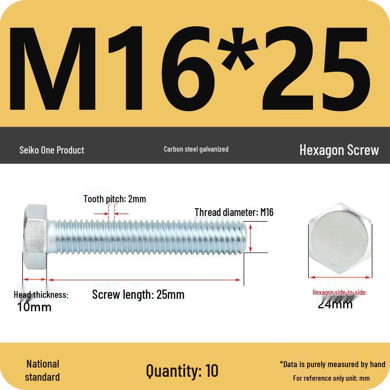 8.8 Grade Galvanized Hex Head Bolt, High-Strength M4-M30