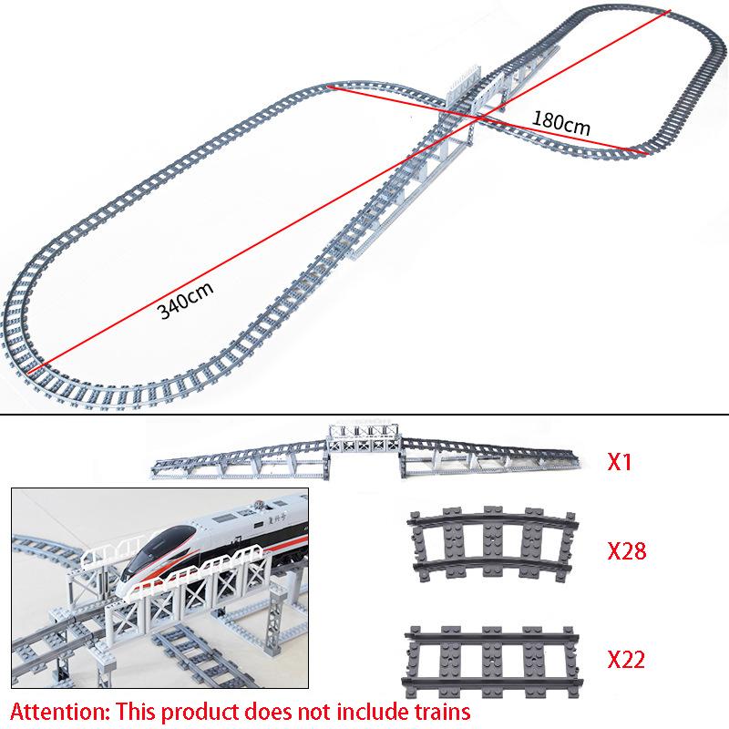 MOC Creative Expert Ideas City Train Tracks Straight Curved Switch Crossings Rails Bricks Building Blocks DIY Toys for Kids Gift