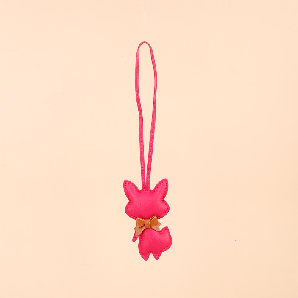 Cartoon Fox Bag Charm: PU Leather Bow Pendant & Car Keyring