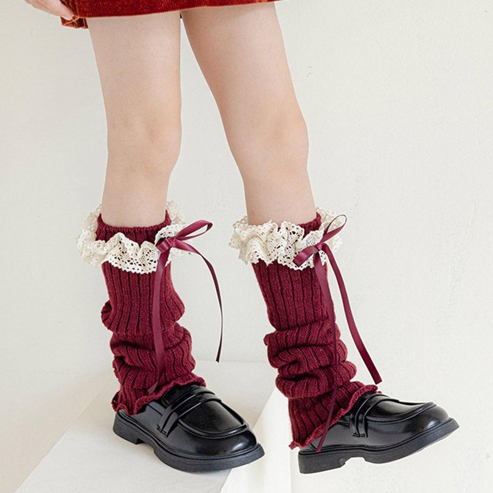 Harajuku Einfarbig Kinder Spitzenstulpen Spitzenbesatz Süßer Stil Fußbedeckung Gestrickt Lolita-Stil Socken Lolita-Stil